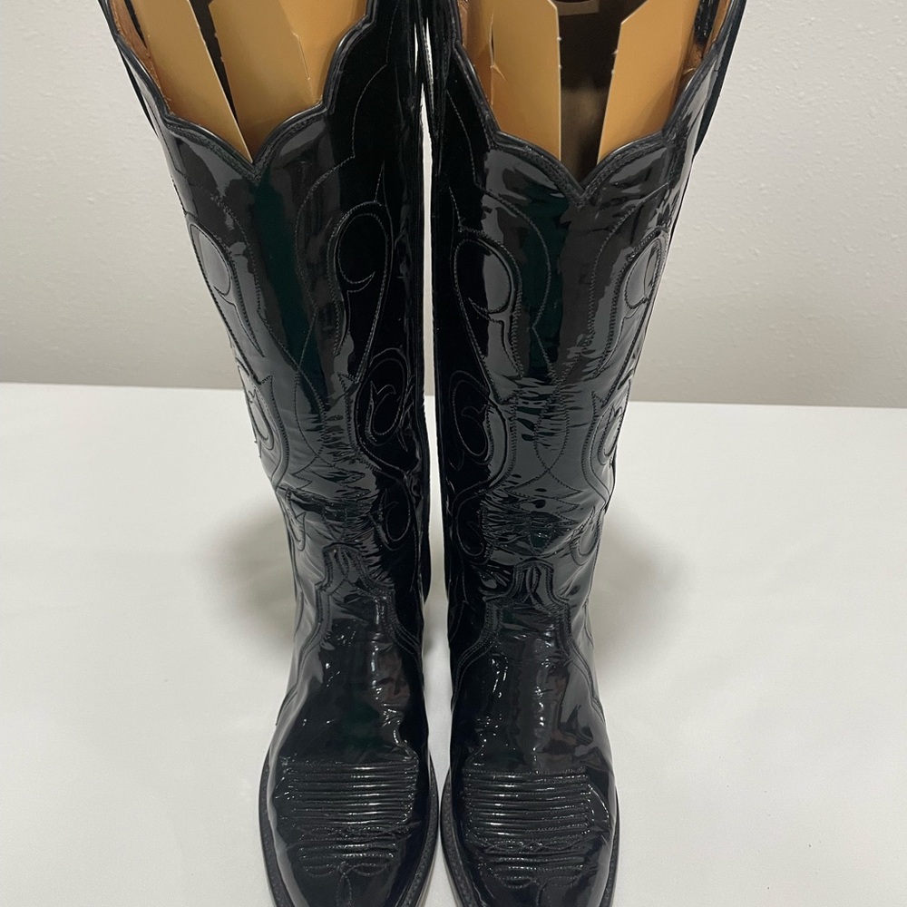 Black Patent Leather Cowboy Boots